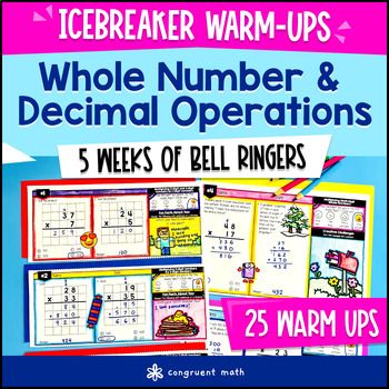 Whole Number & Decimal Operations 5th Grade Math Warm Ups CCSS TEKS Bell Ringers