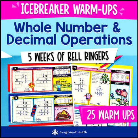 Thumbnail for Whole Number & Decimal Operations 5th Grade Math Warm Ups CCSS TEKS Bell Ringers