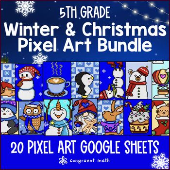 Thumbnail for [Winter Christmas] Digital Pixel Art BUNDLE | 5th Grade Math | Christmas Math