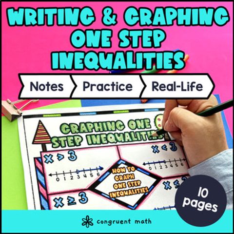 Thumbnail for Writing & Graphing One Step Inequalities Guided Notes & Doodle | Number Lines