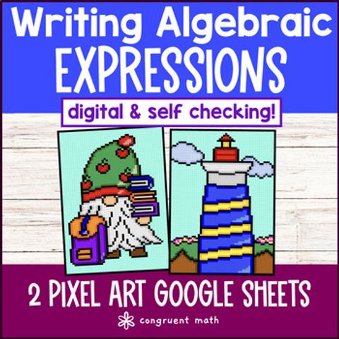 Thumbnail for Writing Algebraic Expressions Digital Pixel Art | 6th Grade | Sum Product